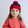 Soft Knitted Hat Color Contrast Stretchy Pullover Hat for Holiday Celebration Family Gathering Photography Pompoms Hat