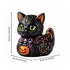 Cat Figurine with Jack-O'-Lantern Playful Pumpkin Decoration Gothic for Desks