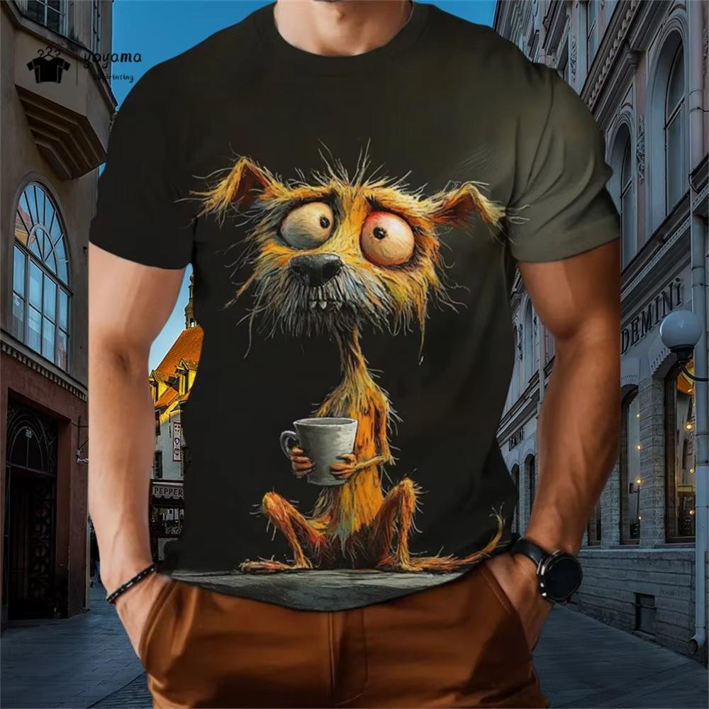 Nouveau T-shirt d'été pour homme avec impression numérique 3D personnalisée Animal Mode Confortable Lâche Grande Taille Col Rond Manches Courtes
