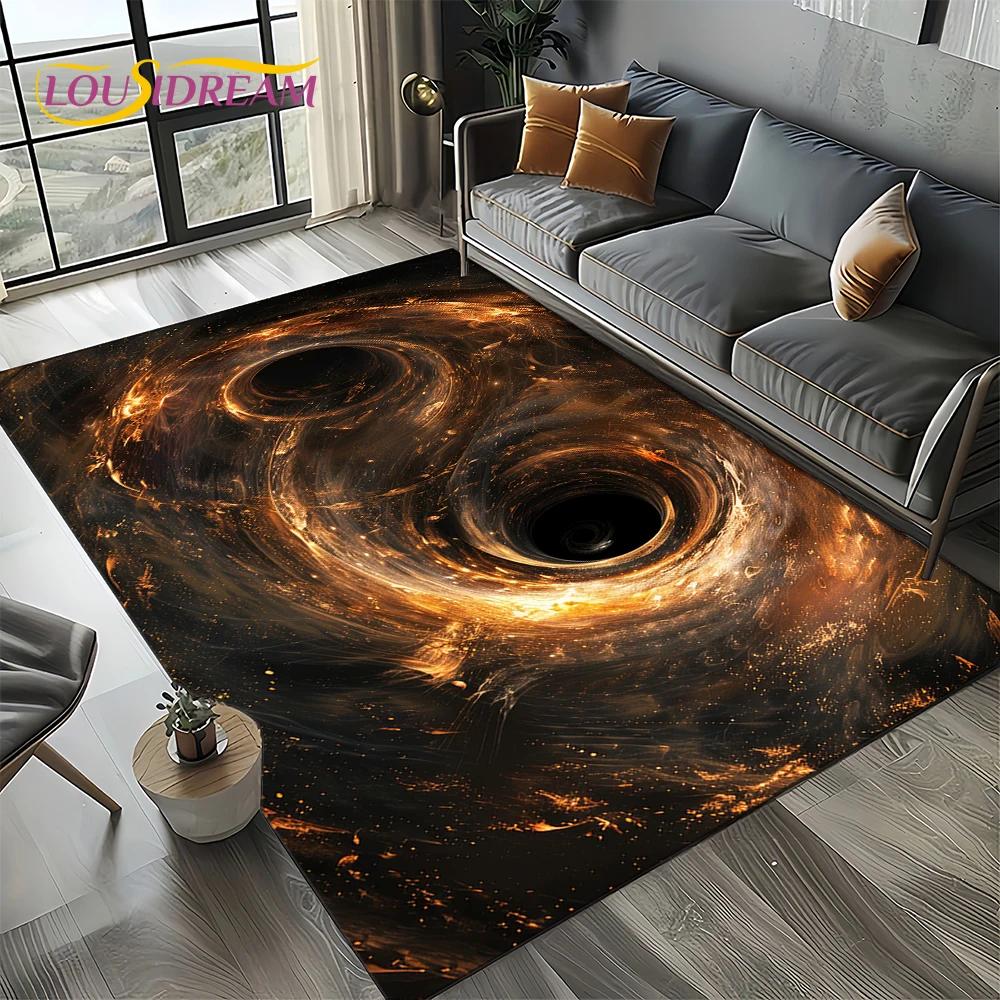 Universe Space Stars Black Hole Galaxy Earth Milky Way Carpet Rug for Living Room Bedroom Sofa Decoration,Non-slip Floor Mat