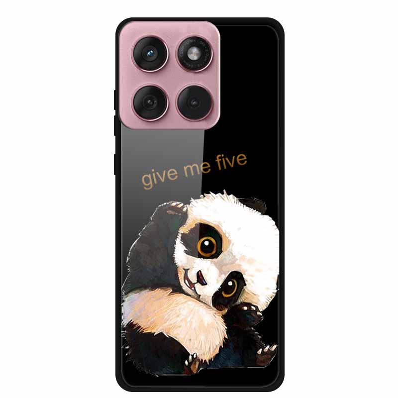 Für Motorola Edge 60 60s 5G Glas Hülle Cartoon Weicher Stoßfänger Hartes Gehärtetes Glas Rückseite Hülle Für Motorola Edge 60 Fusion Schale