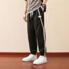 Spring Men's Knitted Drawstring Nine-minute Fat Sports Trend Straight  Pants Plus Size