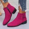 Women's Chelsea Boots 2026 Autumn Belt Buckle Leopard Print Pointed Toe Thick Heel Retro Women Short Boots Large Size 36-43