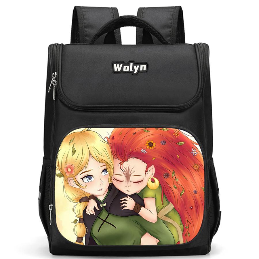 Schulrucksack mit mehreren Fächern, Geeignet für Jungen, Großer Cartoon-Wolfwalkers-Rucksack, Strapazierfähiger Kinderrucksack für 6-10