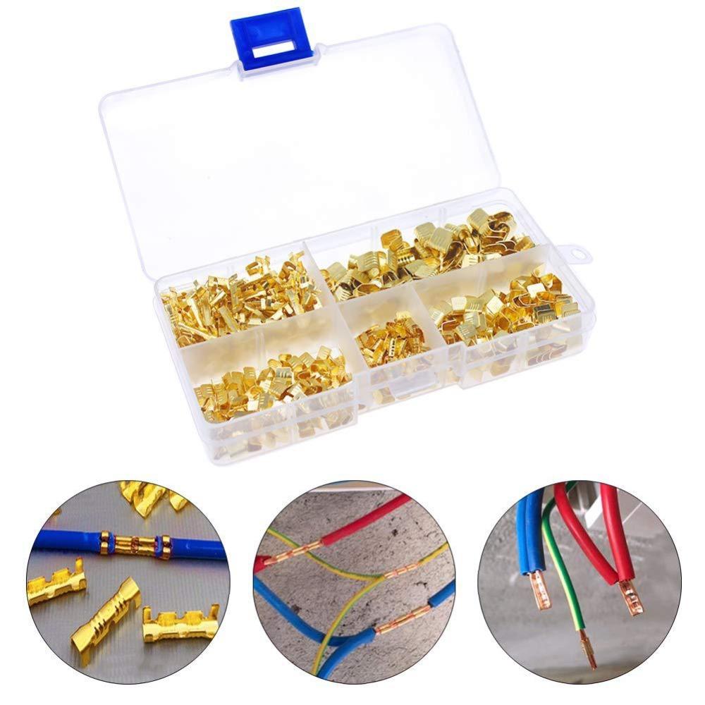 500PCS U Shape Crimp Kit 5 Sizes Wire Connectors Non-Insulated Ring Terminals