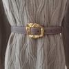 Leather Belt Women With Flowers Shaped Metal Buckle For Daily Casual Use Office
