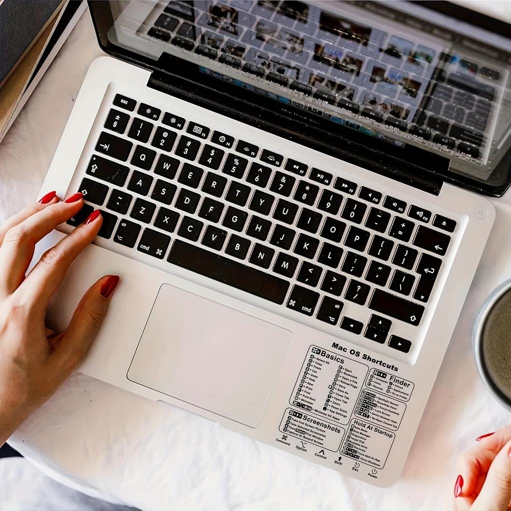 Shortcut Stickers for MacBook Pro/Air Keyboard - Clear, Fits 13-16" Models, Quick Navigation & Application Control