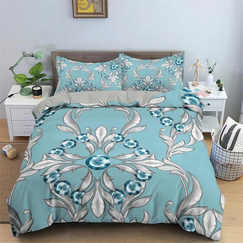Baroque Style Floral Duvet Cover Set Luxury Exotic Flowers Bedding Set Microfiber Comforter Cover Single Queen For Teens Girls