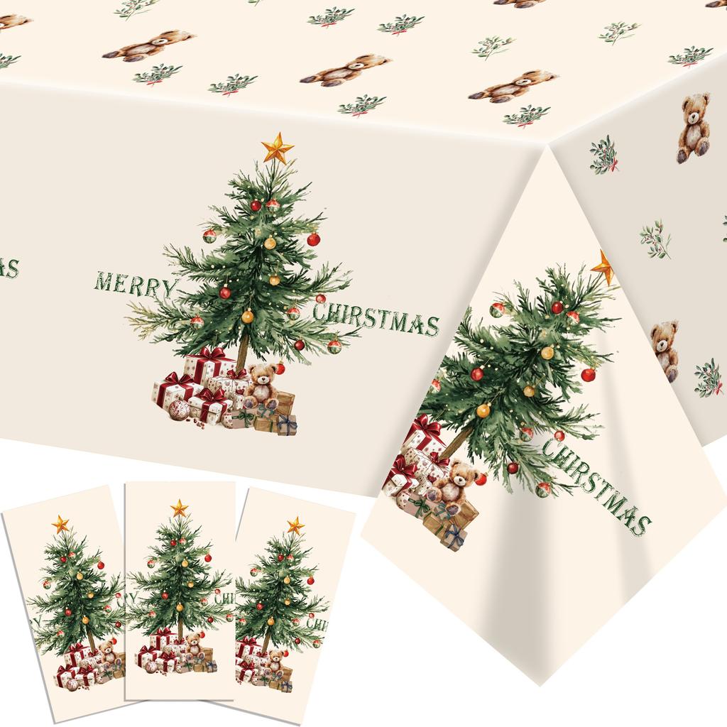 Christmas Theme, Disposable Pe Tablecloth, Christmas Thickened And Durable, Suitable For Christmas Party/Picnic/Household