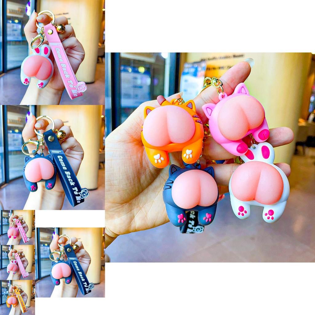 Adorable Cartoon Style Pvc Pig Butt Keyring For Stress Relief And Gift Ideas