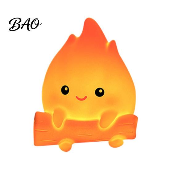 Small Bedside Light for Nighttime Cartoon Fake Campfire Night Light, Cute Warm Glow Durable Battery Operated Ornament, Portable Cozy Lamp Nursery And