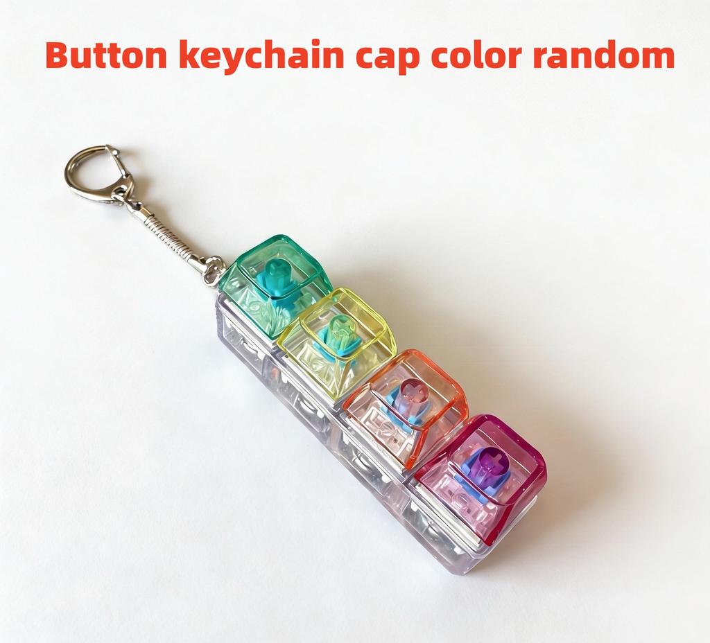 Mechanical Keyboard Keycap Stress Relief Toy 4-Key Transparent LED Light Portable Fidget Toy for Office Workers Students