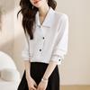 Stylish Autumn Chiffon Blouse: Women's Casual Turn-Down Collar Cardigan Shirt
