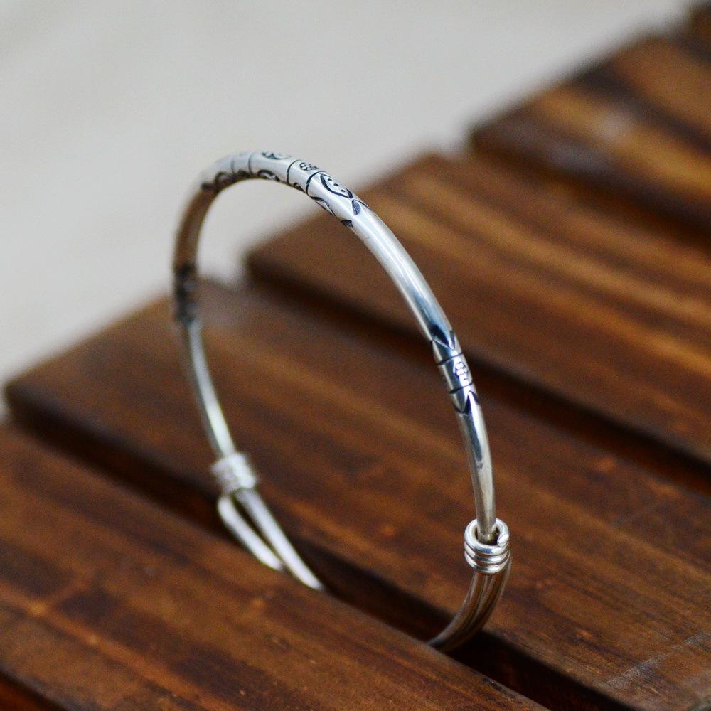 S925 Sterling Silver Handmade Tai Chi Bagua Small Fish Bracelet for Women's Retro Thai Silver Exotic Ethnic Style, Old Art Bracelet