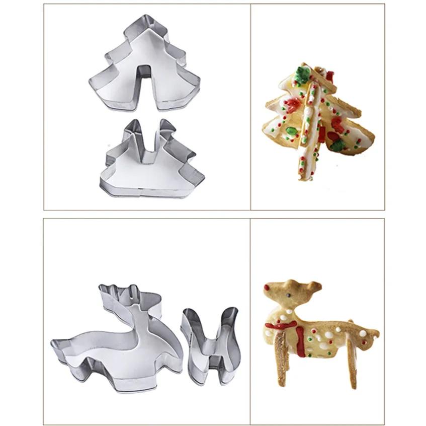 8pcs Christmas Cookie Mould Snow Man Tree Elk Sainless Steel Biscuit Cutters for Christmas Diy Buscuit Dessert Baking Supplies