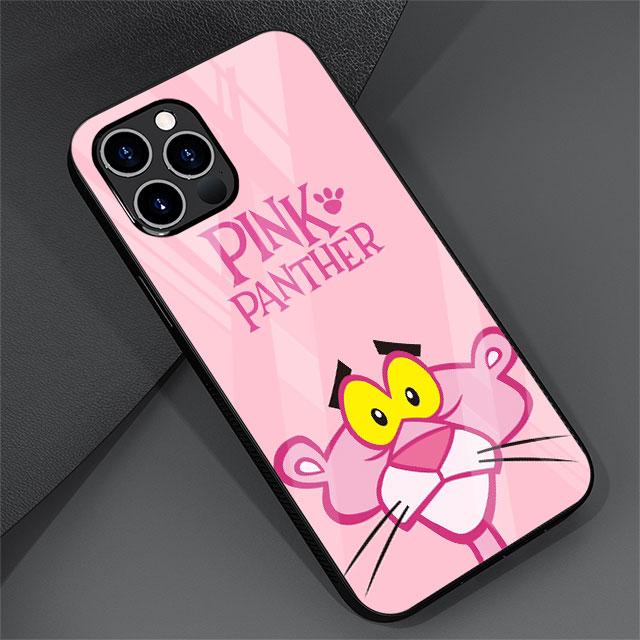 Urocze Śmieszne Etui ze Szkła Hartowanego Różowa Pantera Dla Apple iPhone 11 13 Pro Max SE 7 8 + 12 Mini 14 Plus X XS XR 6 6S Pokrowiec na Telefon Sac