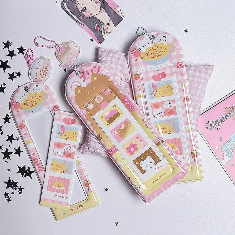 Cute 4 Grid Card Holder Korea Idol Mini Card Storage Pendant Pvc Photocard Holder Transparent Card Case Bookmark Holder