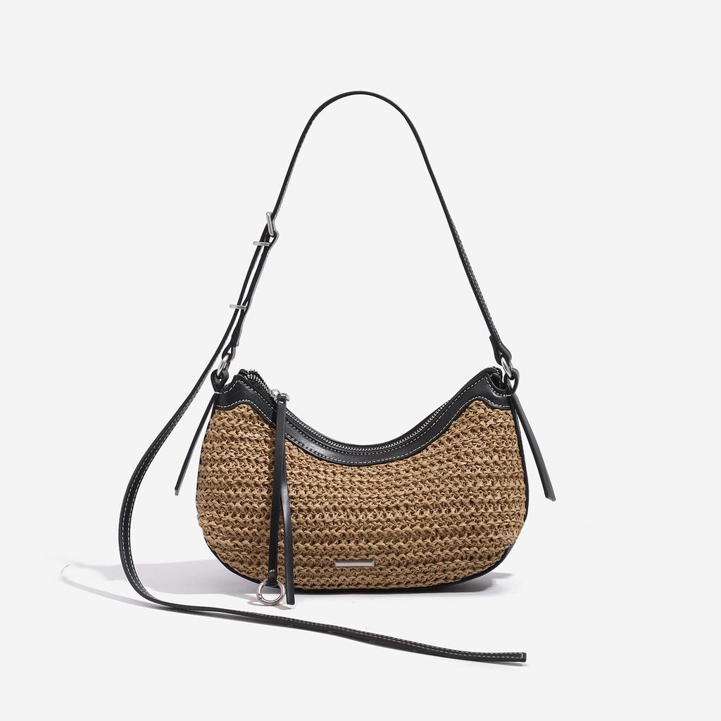 French-style Woven Underarm Bag, Super Popular In Summer, Straw Bag for Seaside Vacations, Beach Bag, Commuter Crossbody Shoulder Handbag