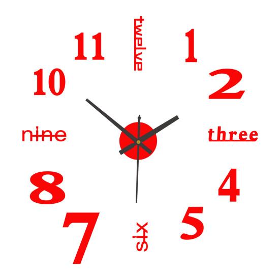 

Frameless Acrylic 3D Wall Clock Modern Non Ticking Silent DIY Home Office Bedroom Living Room Indoor Digital Analog Clock Decoration красный