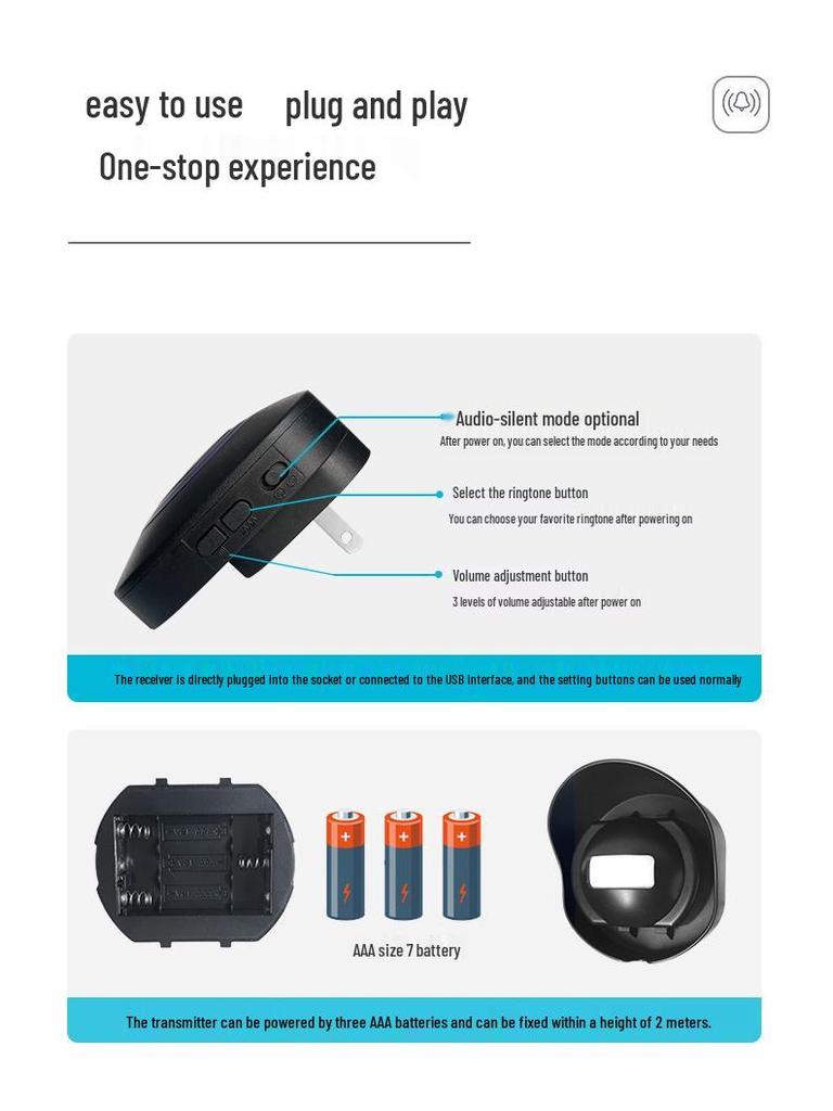 2025 Wireless Smart Sensor Doorbell: Outdoor Waterproof Driveway Alarm with Remote Control.