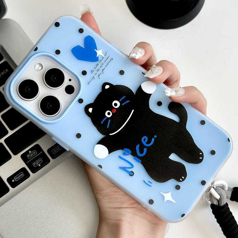 Nice Black Cat Applies To Apple 16/17promax Mobile Phone Case iPhone14 Skin Scrub 13/12 Jelly 15