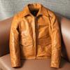 Jacky Cheung Same Style Mens Genuine Leather Jacket Short Coat Autumn Winter Top Grain Cowhide