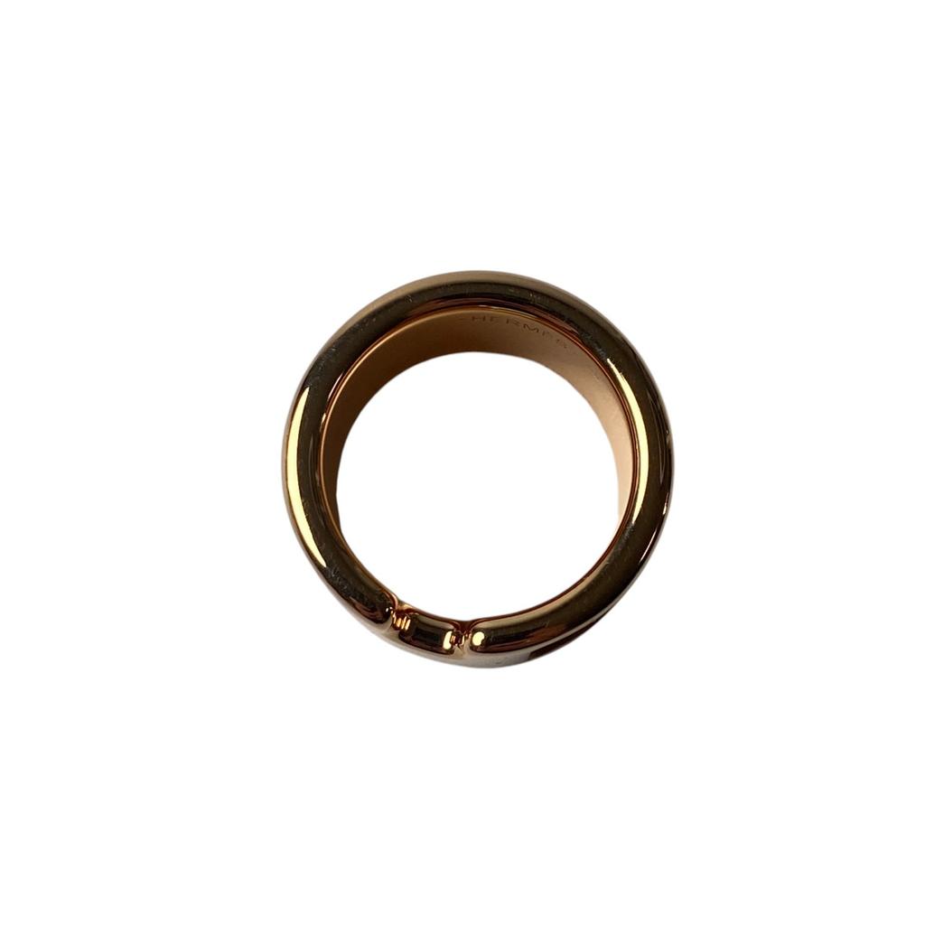 Gebrauchter HERMES Ring Roségold/schwarzes Leder Damen
