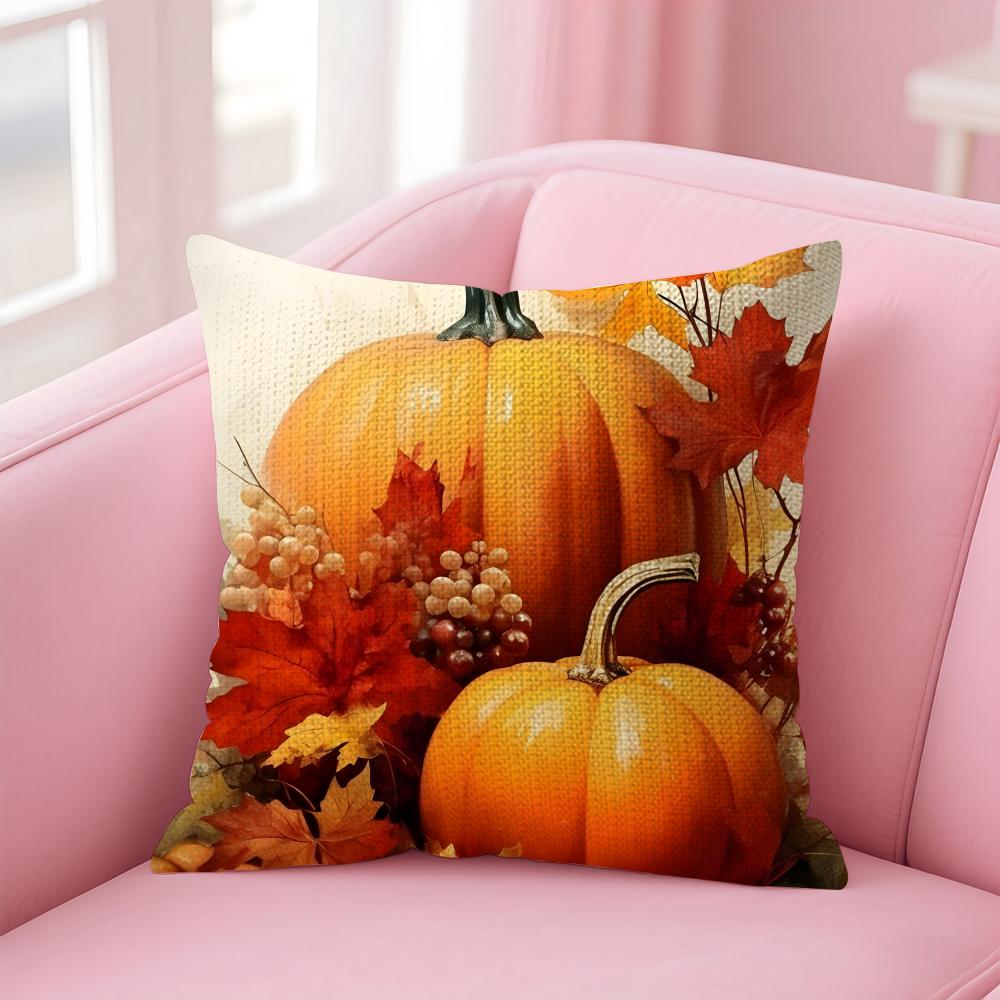 Fodera Cuscino Riscaldante Zucca Fodera Cuscino in Lino Naturale Stampa Double-Sided Cuscino Decorativo per Divano Arredamento Casa Regalo
