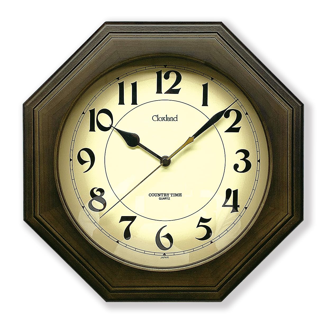 Santel Natural Wood Modern Octagonal Wall Clock Black Japanese-made (Arabic Numerals) QL736A-DBK чёрный