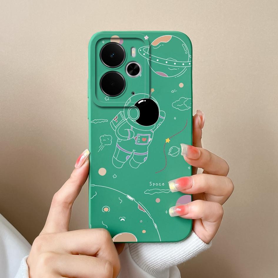 Custodie per telefono carine da astronauta per Oppo Realme C75x 14 14T 14X P3 Narzo 10 30 60 A5 Pro Silicone liquido liscio di alta qualità Guscio antiscivolo per custodie Oppo