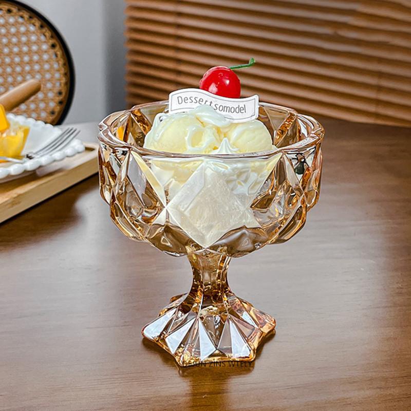 280ml High Feet Glass Cups Ice Cream Dessert Bowl High Quality Yogurt Fruit Pudding Glass Cup Restaurant Home Cocktail Glass