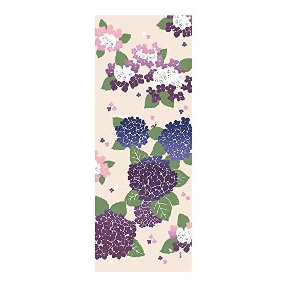 Hamamonyo Tenugui Towel: Hydrangea Garden Beige