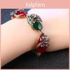 Vintage Red Green Branch Rhinestone Oval Resin Women Bracelet Bangle Jewelry