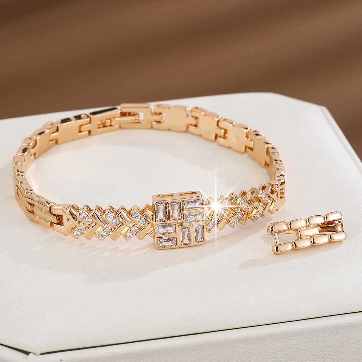 

Модный темпераментный микро-инкрустированный циркон Ins в холодном стиле, повседневный браслет-джокер золотой