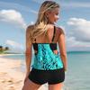 Women's Swimwear Tankini 2 Piece Swimsuit Blue Tears Vacation Bathing Suits