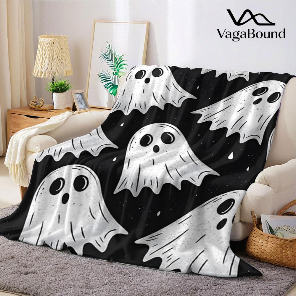 Schattige Spook Flanellen Deken Warm Zacht Halloween Kerstmis Bank Warm Gezellig Decoratief Decor Cadeau voor Elk Seizoen