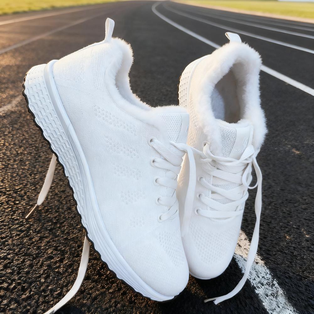 Winter Fashion Plush Walking Flats, Sports Shoes, Women'S Casual Shoes