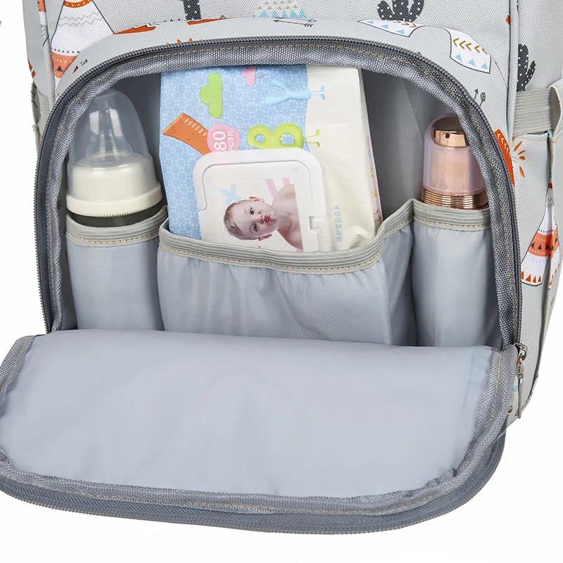 Multi Functional Backpack Large Capacity Leisure Bag Mom's Bag Zipper Opening Solid Color Travel Backpack
