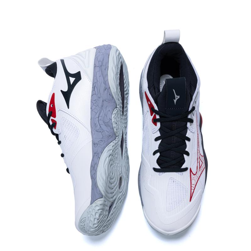 Mizuno Volleyball Shoes White Red and Black Unisex V1GA231296