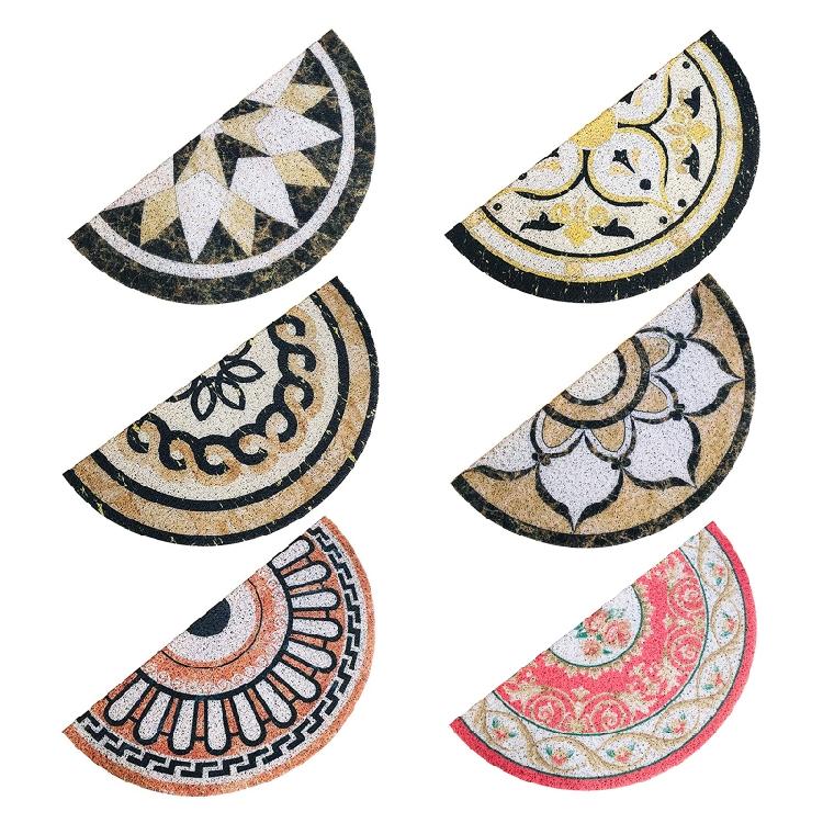 Dirt-Resistant PVC Carpets Semicircle Non Skid Backing 6 Styles for Home