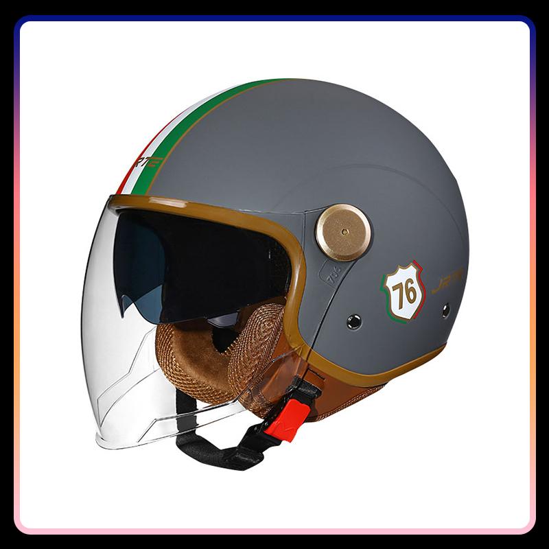 3/4 Open Face Helmet Daul Visor Retro Semi-open Helmets Men Women DOT ECE Double Lens Jet Helmets Motorcycle Accessories