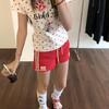 Women's 2026 American Retro Sports Shorts - Summer Letter Print, Loose Fit Hot Pants, Versatile Design
