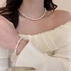 Fashion versatile color matching pearl necklace retro niche high-end sense collarbone chain personality light luxury design sense necklace women