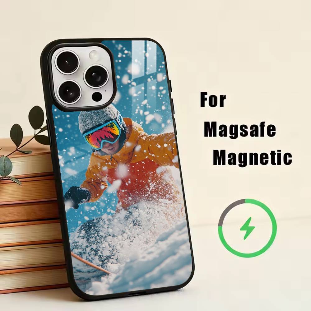 Snow Snowboard Ski -SS Phone Case For iPhone17,16,15,14,13,12,11 Plus,Pro Magnetic with Magsafe Wireless Charging