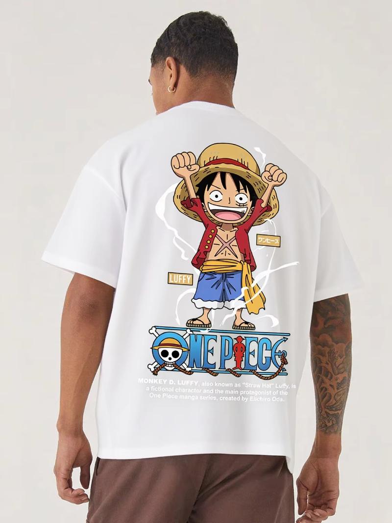 

Оверсайз Аниме Мужская Женская Футболка One Piece Луффи Уличный Стиль Тренировка в Зале Короткий Рукав С Принтом Свободные Повседневные Топы Лето Y2k S