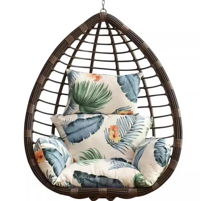 Hanging Swing Egg Chair Cushion Cover Patio Large Round Papasan Pad Detachable Garden Lounger Cushion Cover  (No Filling)
