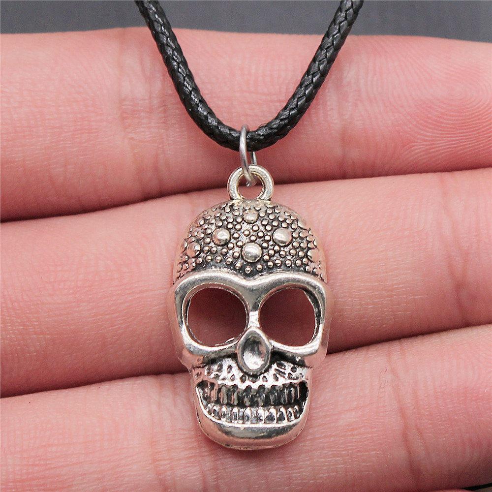 Skull Necklace Leather Chain 45cm Women's Jewelry Thanksgiving Day Creative Ornaments