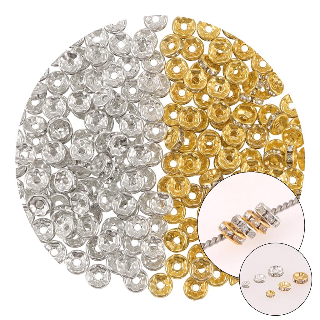 100 Stück Abstandshalter Perlen für die Schmuckherstellung, Strass-Abstandshalter Perlen Kristall-Abstandshalter Perlen für Armbänder, Akzentperlen für Stifte