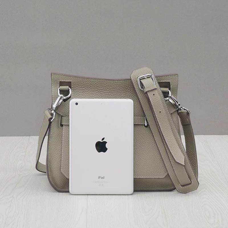 Leder Platinum Lock Tasche - Rindsleder mit Lychee-Narbenmuster Schulter- & Messenger-Stil