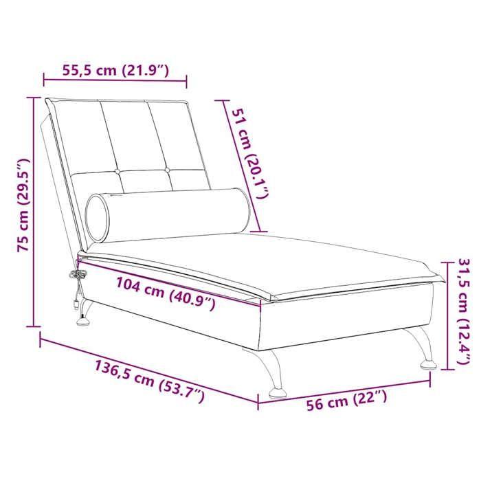 VidaXL Massage Lounge Chair with Dark Green Velvet Bolster, Long Sofa Chair, Bedroom Chaise Lounge, Chair 379452